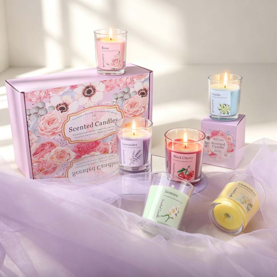 Home Fragrance Scented Candle - Set de Regalo de Velas Aromáticas