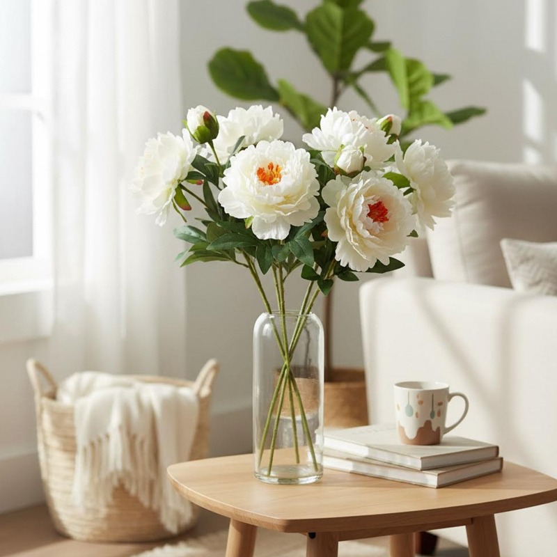 4 piezas de peonías artificial - Home Fragrance Edg reseña y precio